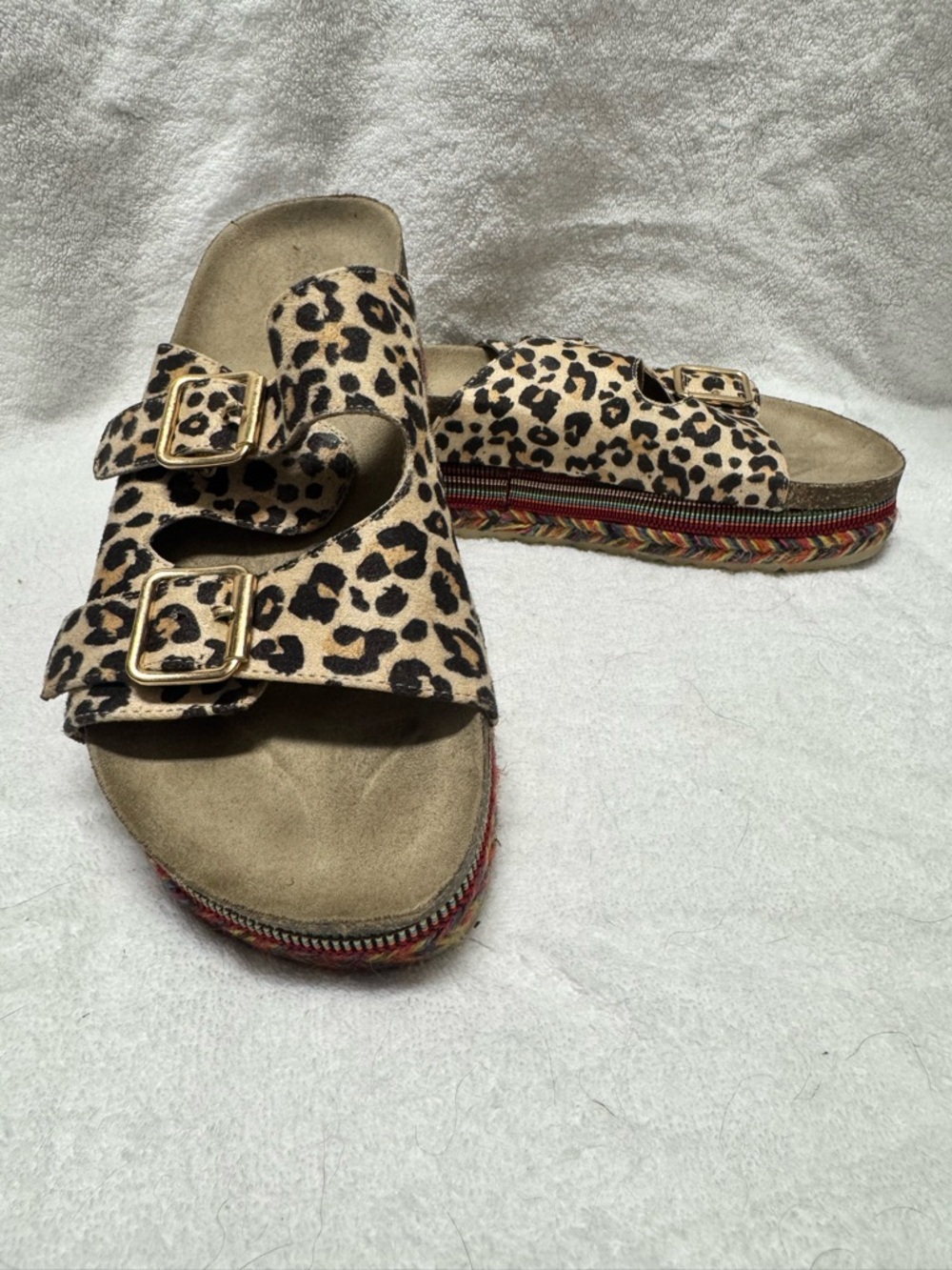 Seven Dials Leopard Print Double Buckle Slide Sandals Size 8